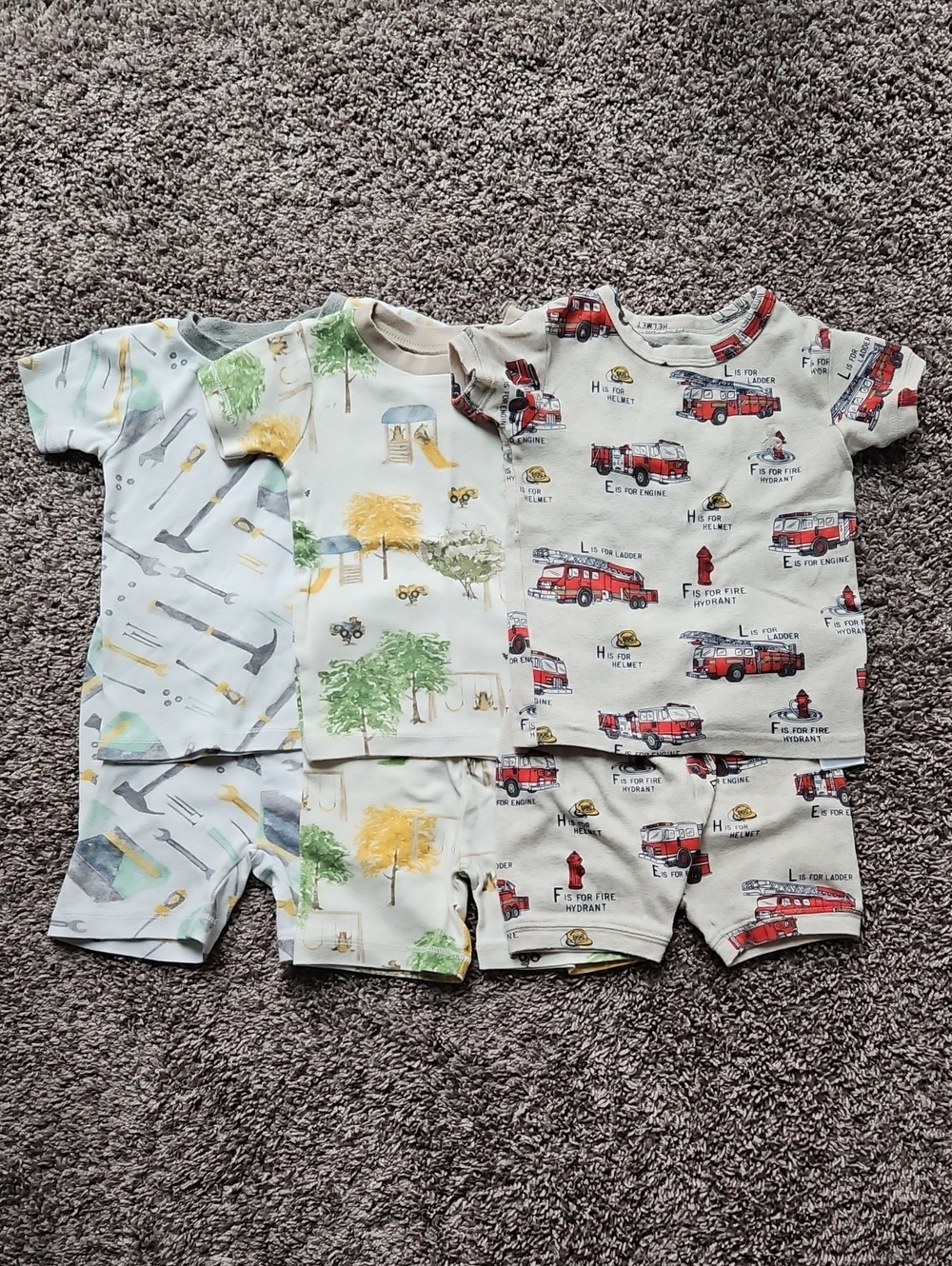 Bundle of 3 EUC Organic Cotton Pajama Short Sets Size 2T Burt's Bees Baby GAP